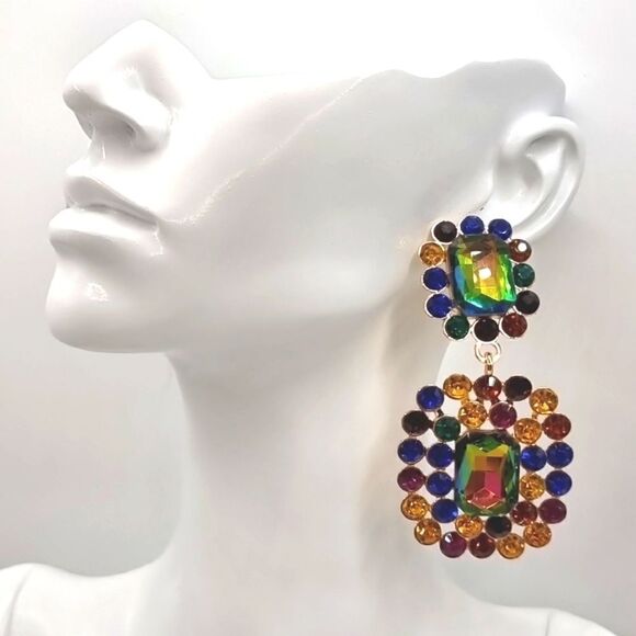 New ZARA cz Kaleidoscope Statement earrings - Picture 2 of 10